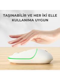 Lenovo Lecoo WS210 Bluetooth & 2.4G WiFi Kablosuz Şarjlı MOUSE BEYAZ